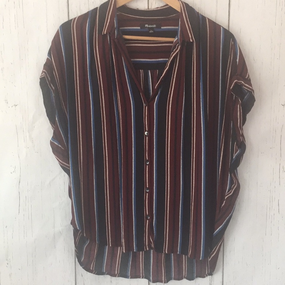 Madewell button down strip short sleeve loose fit
